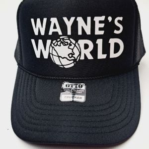 90s SNL Retro Movie Wayne's World Foam Trucker Mesh Snapback Hat Cap Black HTV